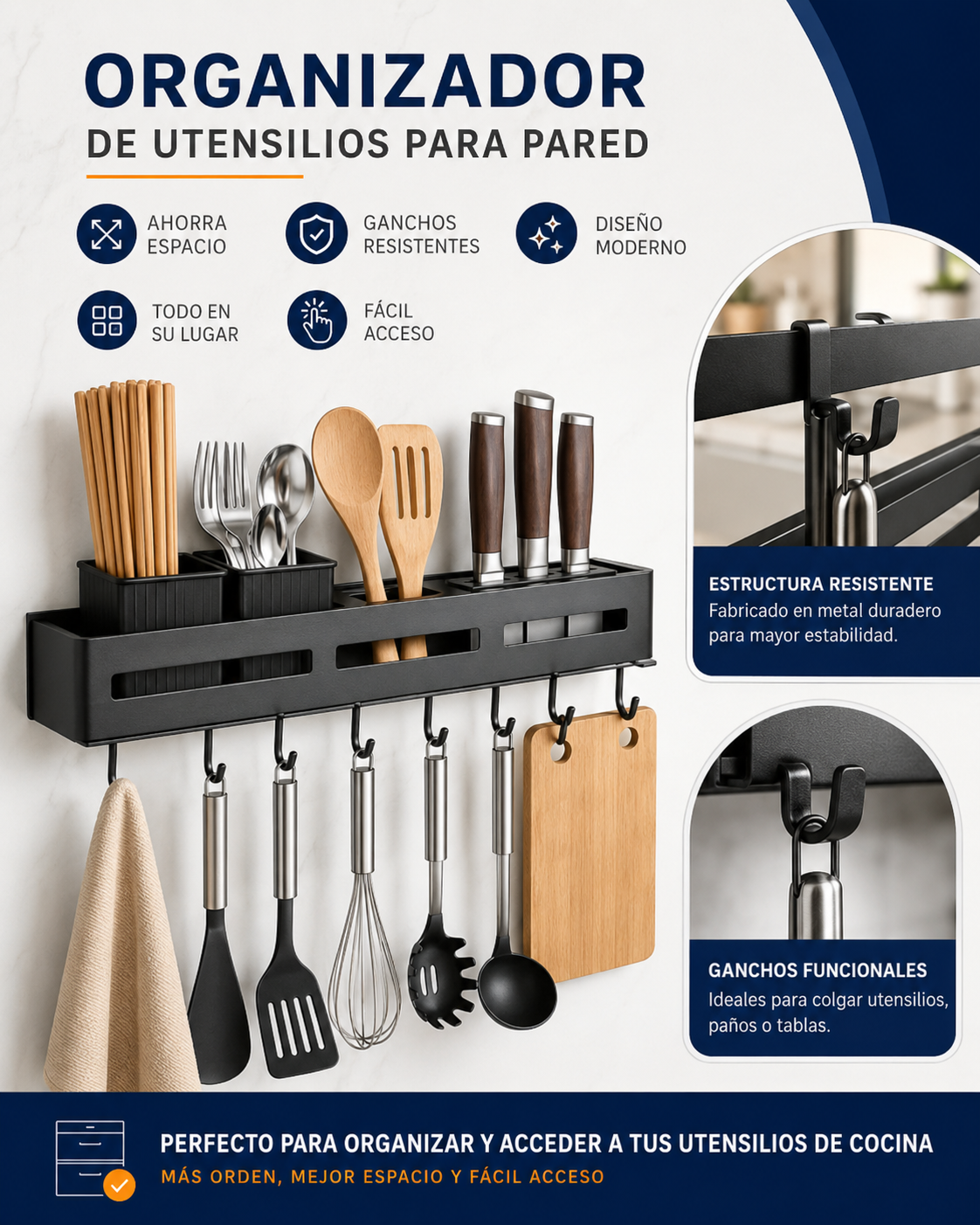 Rack Multifuncional para Cocina Ordenada