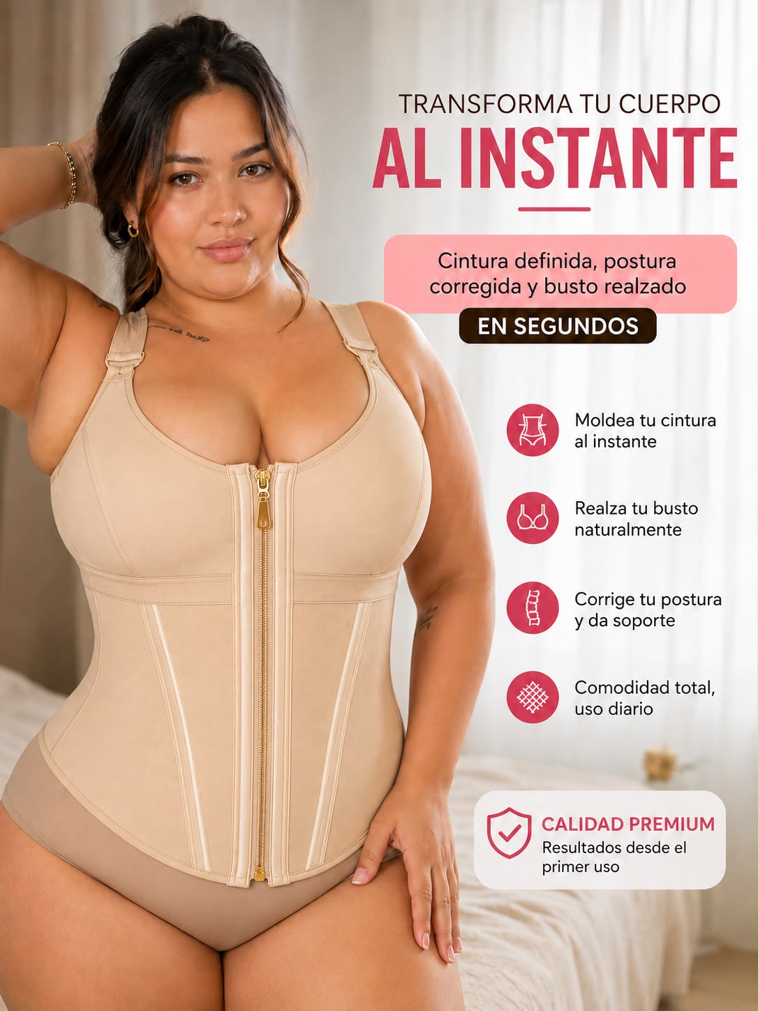 Chaleco moldeador de figura | Faja reductora 9 varillas